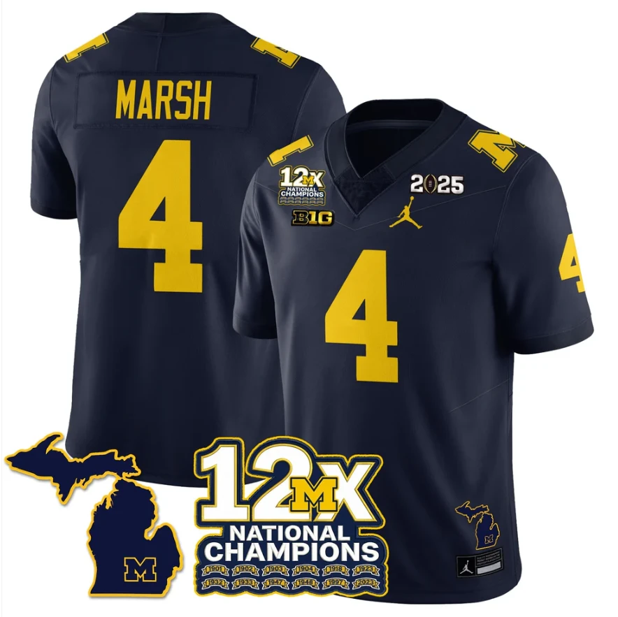 Andrew Marsh Jersey #4 Michigan Wolverines 12x-Time National Champions by My Store NCAA Football Jerseys