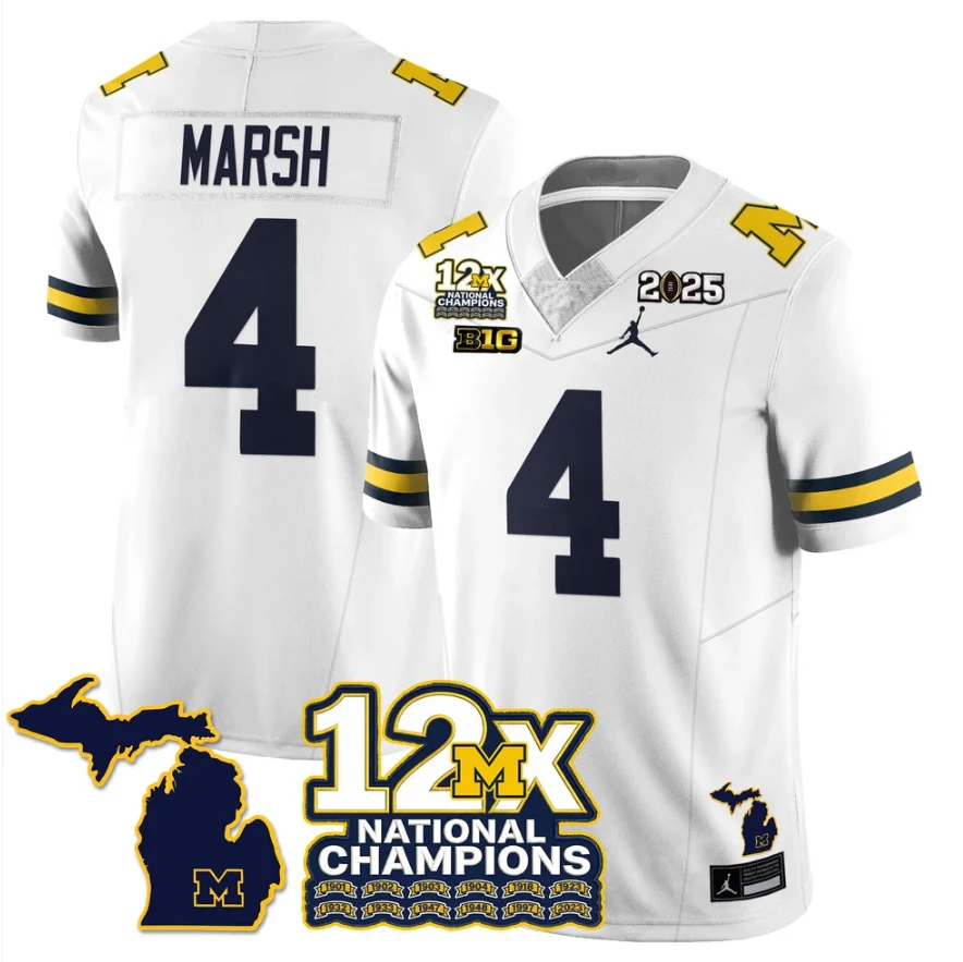 Andrew Marsh Jersey #4 Michigan Wolverines 12x-Time National Champions by My Store NCAA Football Jerseys