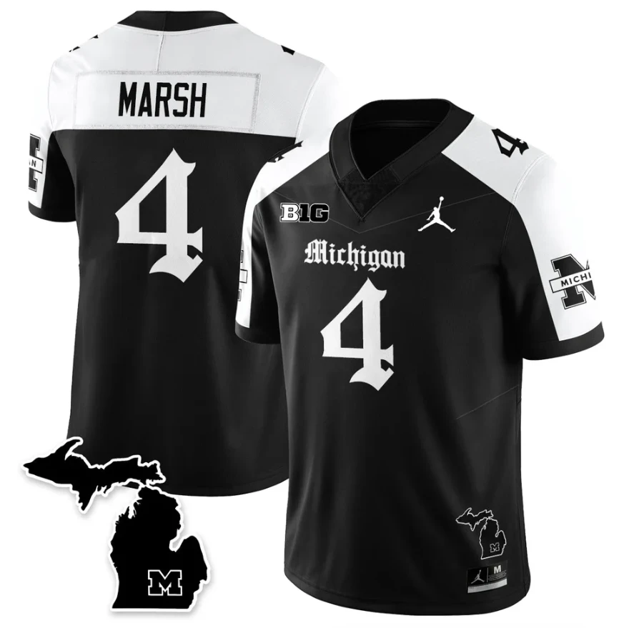 Andrew Marsh Jersey #4 Michigan Wolverines Gothic Vapor Limited Stitched by My Store NCAA Football Jerseys