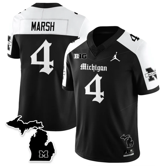 Andrew Marsh Jersey #4 Michigan Wolverines Gothic Vapor Limited Stitched by My Store NCAA Football Jerseys