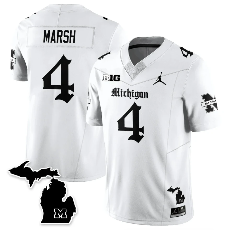 Andrew Marsh Jersey #4 Michigan Wolverines Gothic Vapor Limited Stitched by My Store NCAA Football Jerseys