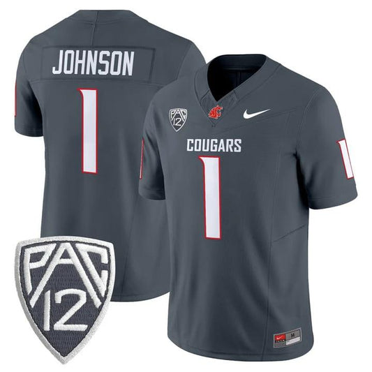 Angel Johnson Jersey #1 Washington State Cougars 2025 V2 Vapor Limited Stitched by My Store NCAA Football Jerseys