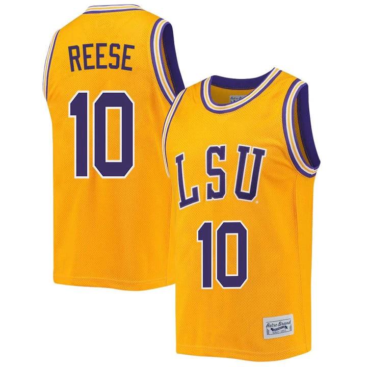 Angel Reese Jersey LSU Tigers Basketball 2023 NCAA College Retro Gold #10 by My store basketball