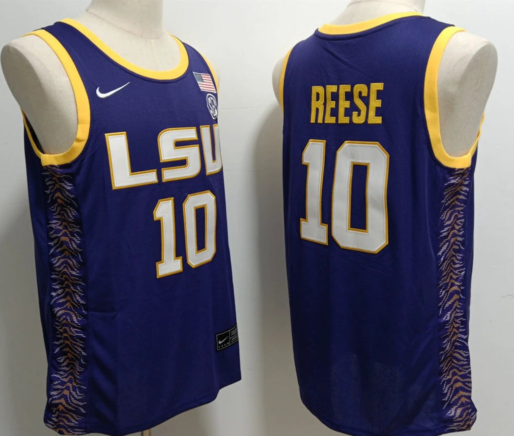 Angel Reese Jersey #10 Lsu Tigers College Basketball Stitched Purple by My store basketball