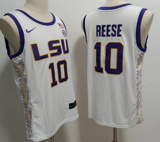 Angel Reese Jersey #10 Lsu Tigers College Basketball Stitched White by My store basketball