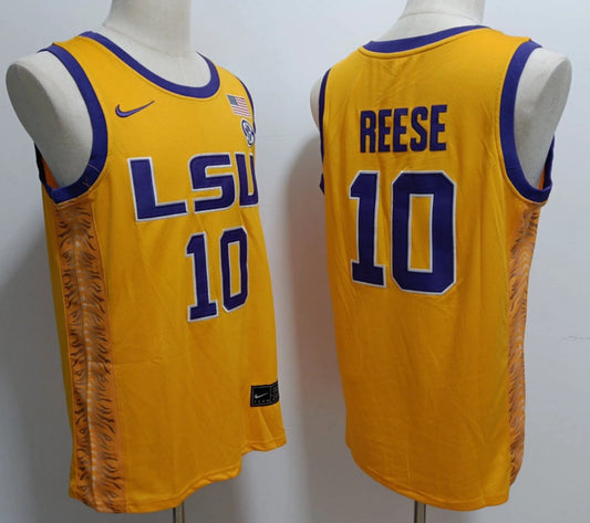 Angel Reese Jersey #10 Lsu Tigers College Basketball Stitched Yellow by My store basketball