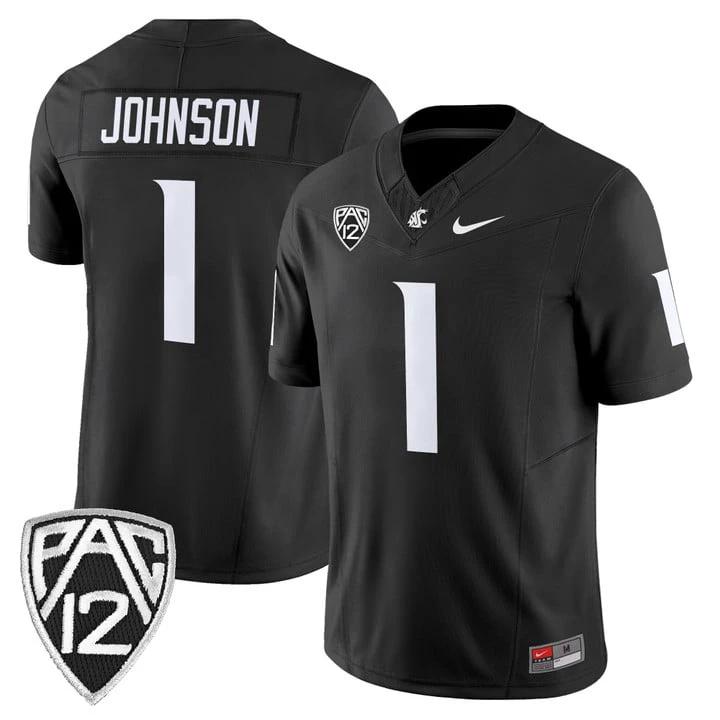Angel Johnson Jersey #1 Washington State Cougars 2025 Vapor Limited Stitched by My Store NCAA Football Jerseys