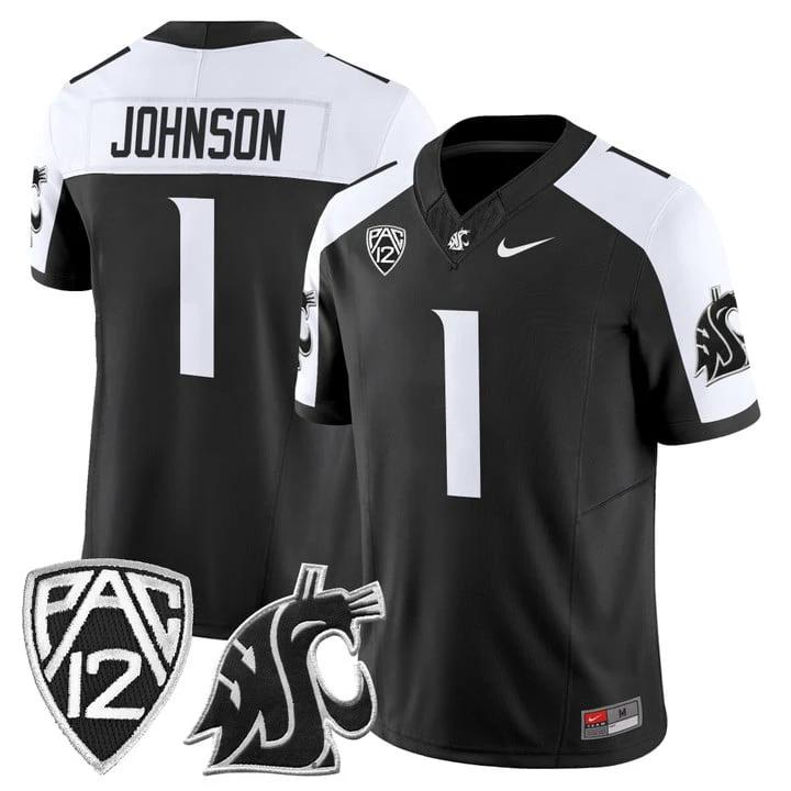 Angel Johnson Jersey #1 Washington State Cougars 2025 Vapor Limited Stitched by My Store NCAA Football Jerseys