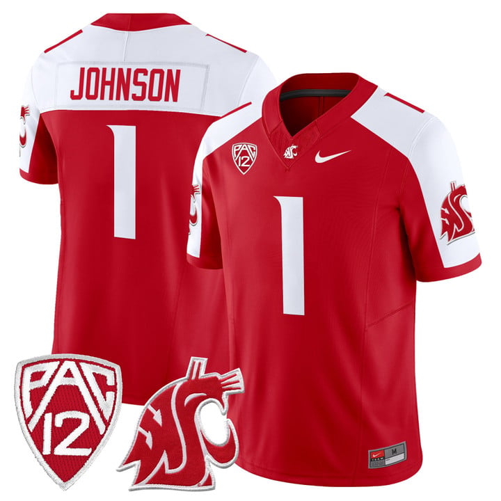Angel Johnson Jersey #1 Washington State Cougars 2025 Vapor Limited Stitched by My Store NCAA Football Jerseys