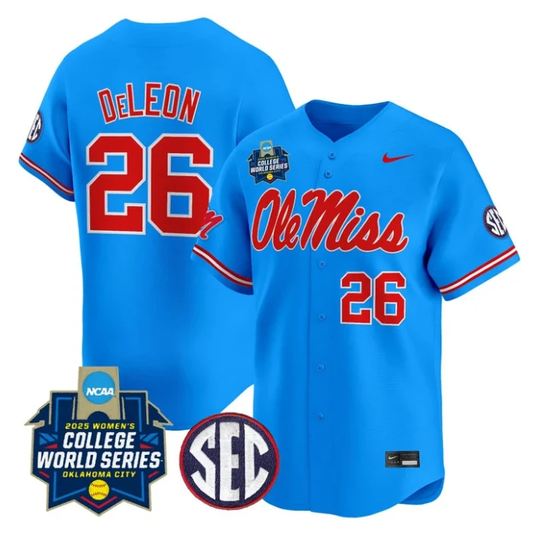 Angelina DeLeon Jersey #26 Ole Miss Rebels Softball 2025 World Series Blue by My Store