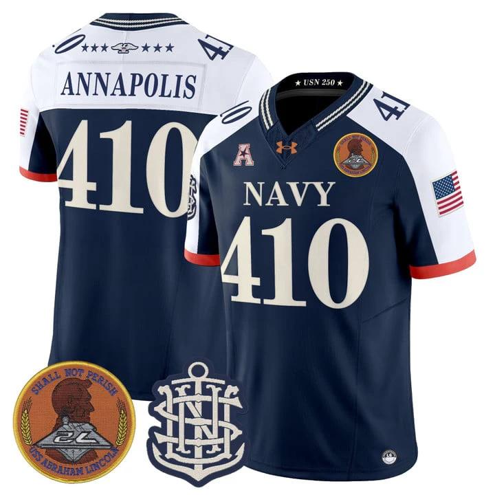 Annapolis Jersey #410 Navy Midshipmen 250th Anniversary Limited Stitched by My Store NCAA Football Jerseys