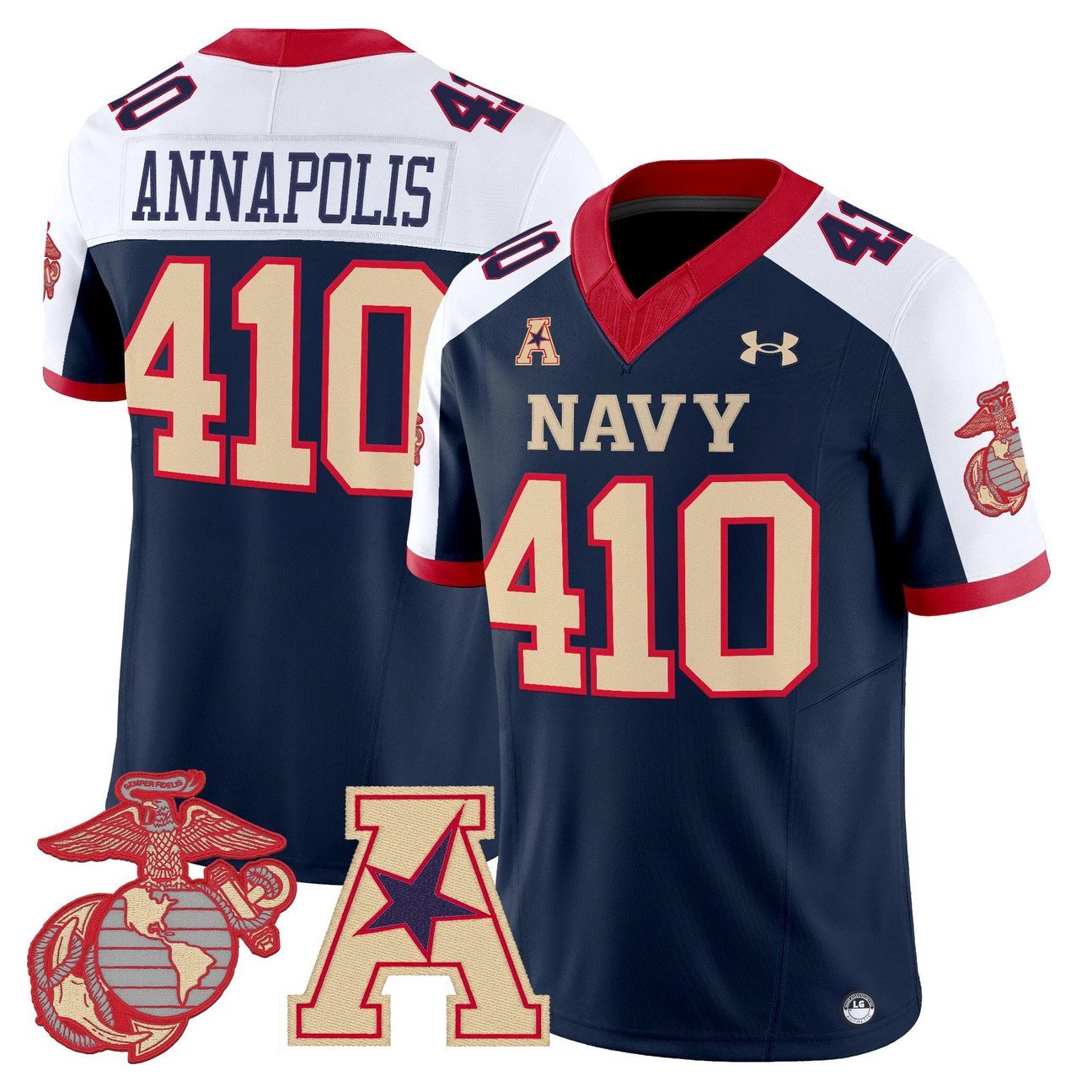 Annapolis Jersey #410 Navy Midshipmen Vapor USMC Premier Stitched by My Store NCAA Football Jerseys