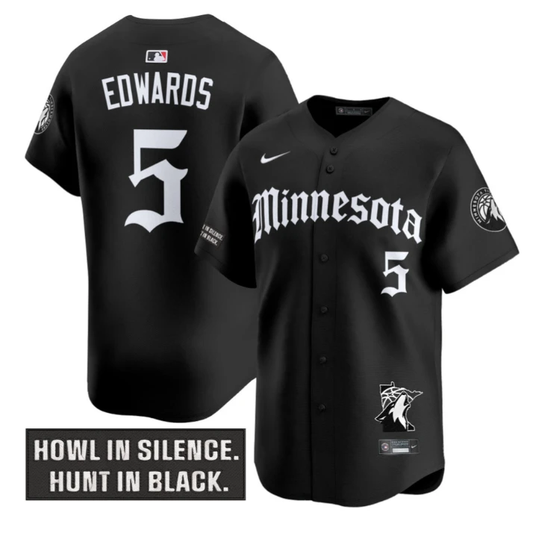 Anthony Edwards Jersey #5 Minnesota Timberwolves Gothic North Howl Edition Black by My Store