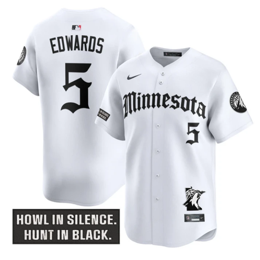 Anthony Edwards Jersey #5 Minnesota Timberwolves Gothic North Howl Edition White by My Store