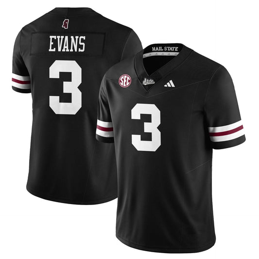 Anthony Evans III Jersey #3 Mississippi State Darkness 2025 Stitched Black by My Store NCAA Football Jerseys