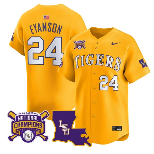 Anthony Eyanson Jersey #24 LSU Tigers 2025 World Series Champions Stitched Gold by My Store
