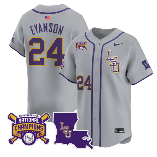 Anthony Eyanson Jersey #24 LSU Tigers 2025 World Series Champions Stitched Gray by My Store