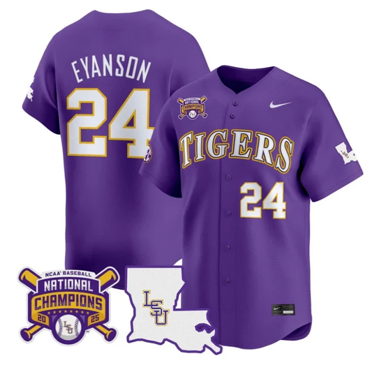 Anthony Eyanson Jersey #24 LSU Tigers 2025 World Series Champions Stitched Purple by My Store