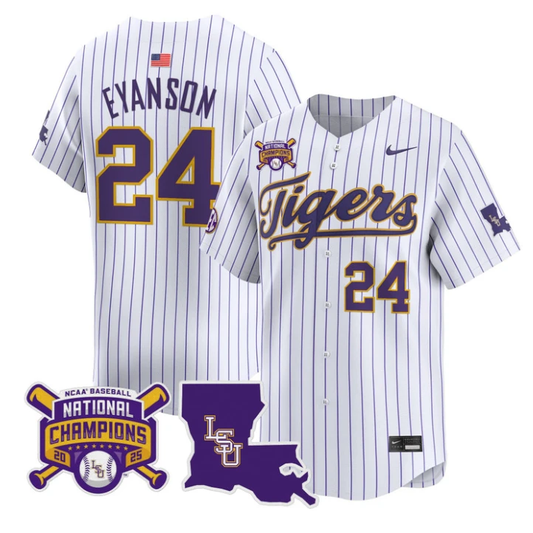 Anthony Eyanson Jersey #24 LSU Tigers 2025 World Series Champions Stitched Stripes by My Store