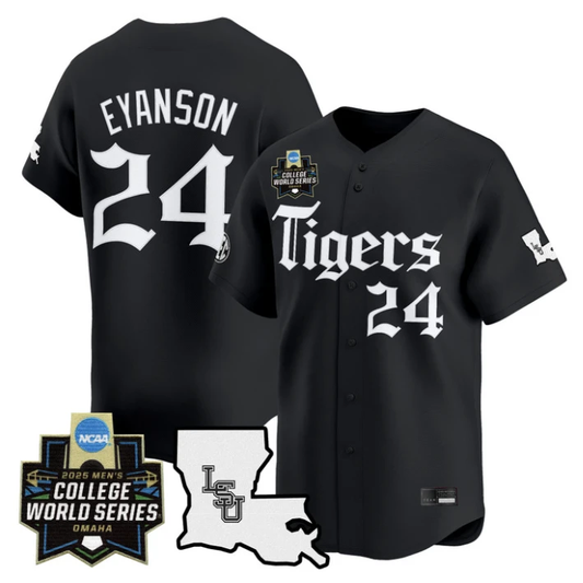 Anthony Eyanson Jersey #24 LSU Tigers 2025 World Series Gothic Geaux Black by My Store