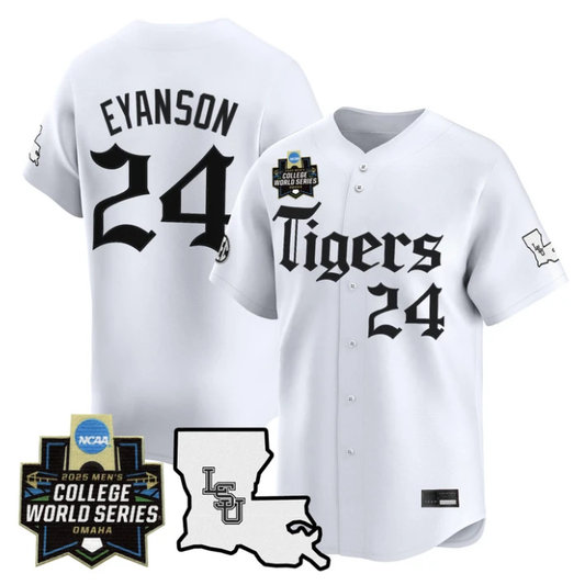 Anthony Eyanson Jersey #24 LSU Tigers 2025 World Series Gothic Geaux White by My Store