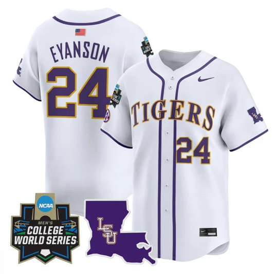 Anthony Eyanson Jersey #24 LSU Tigers 2025 World Series Stitched White by My Store