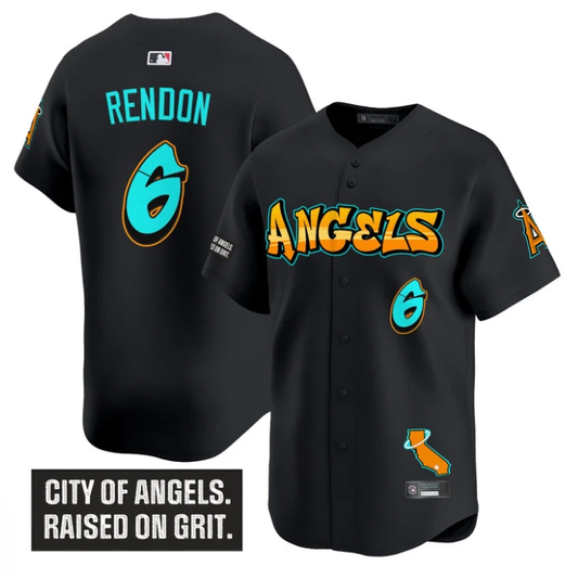 Anthony Rendon Jersey #6 Los Angeles Angels Graffiti Halo Drop Stitched Black by My Store