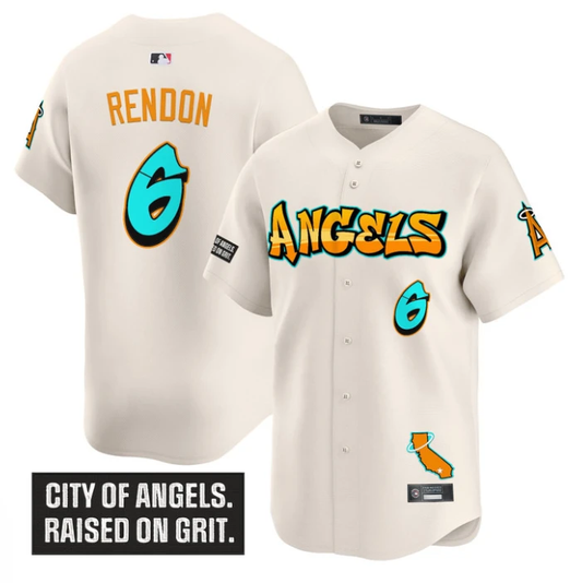 Anthony Rendon Jersey #6 Los Angeles Angels Graffiti Halo Drop Stitched Cream by My Store