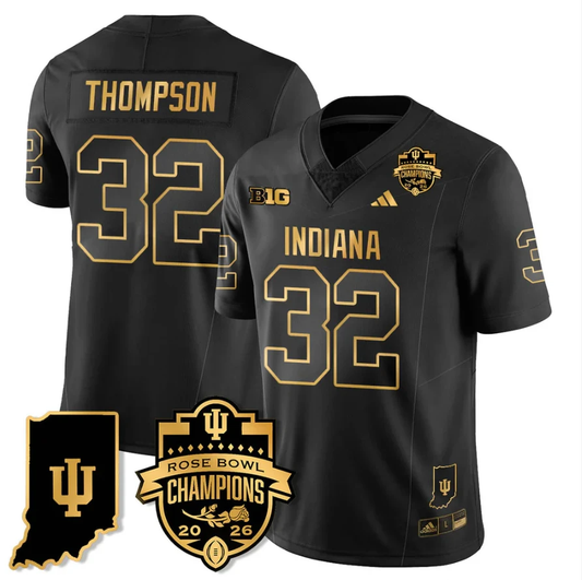 Anthony Thompson Jersey #32 Indiana Hoosiers 2026 Rose Bowl Champions Black Gold by NCAA Football Jersey