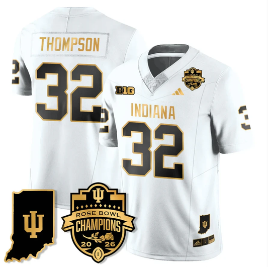 Anthony Thompson Jersey #32 Indiana Hoosiers 2026 Rose Bowl Champions White Gold by NCAA Football Jersey