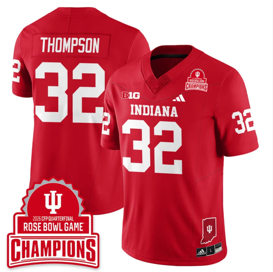 Anthony Thompson Jersey #32 Indiana Hoosiers 2026 Rose Bowl Game Champions Red by NCAA Football Jersey