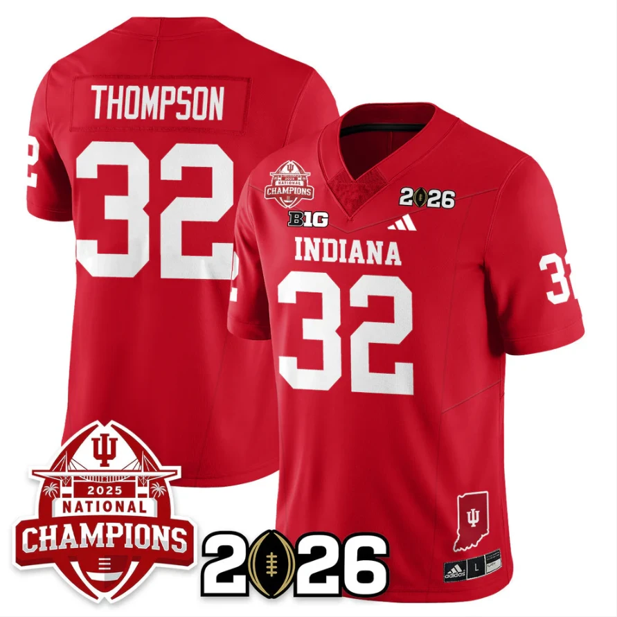 Anthony Thompson Jersey #32 Indiana Hoosiers 2025 National Champions V2 Stitched by My Store NCAA Football Jerseys