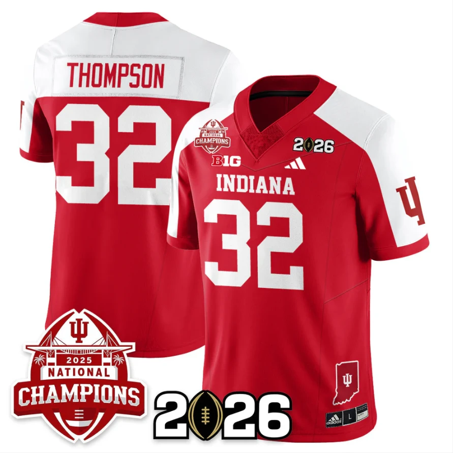 Anthony Thompson Jersey #32 Indiana Hoosiers 2025 National Champions V2 Stitched by My Store NCAA Football Jerseys
