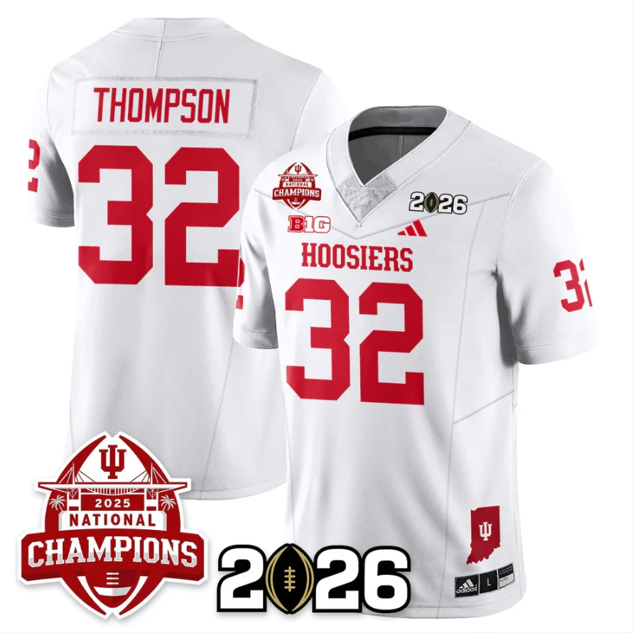 Anthony Thompson Jersey #32 Indiana Hoosiers 2025 National Champions V2 Stitched by My Store NCAA Football Jerseys