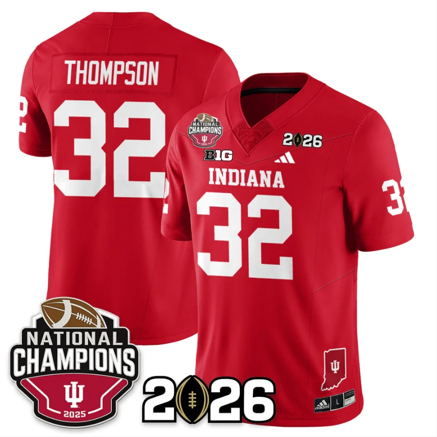 Anthony Thompson Jersey #32 Indiana Hoosiers 2025 National Champions V3 Stitched by My Store NCAA Football Jerseys