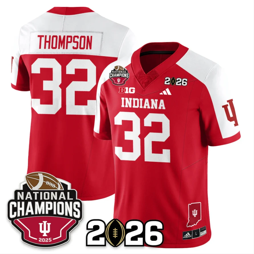 Anthony Thompson Jersey #32 Indiana Hoosiers 2025 National Champions V3 Stitched by My Store NCAA Football Jerseys