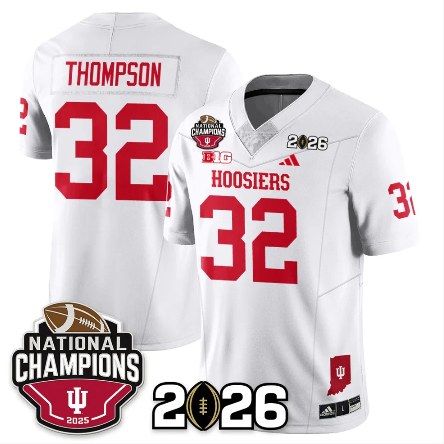 Anthony Thompson Jersey #32 Indiana Hoosiers 2025 National Champions V3 Stitched by My Store NCAA Football Jerseys
