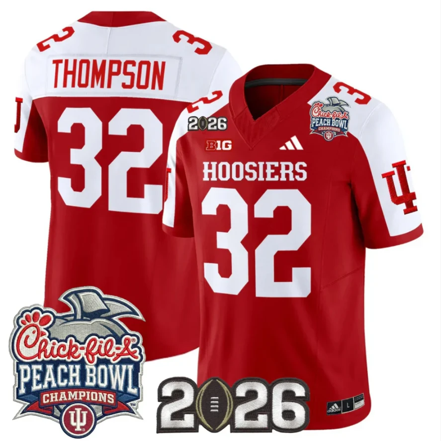 Anthony Thompson Jersey #32 Indiana Hoosiers 2026 Peach Bowl Champions Stitched by My Store NCAA Football Jerseys