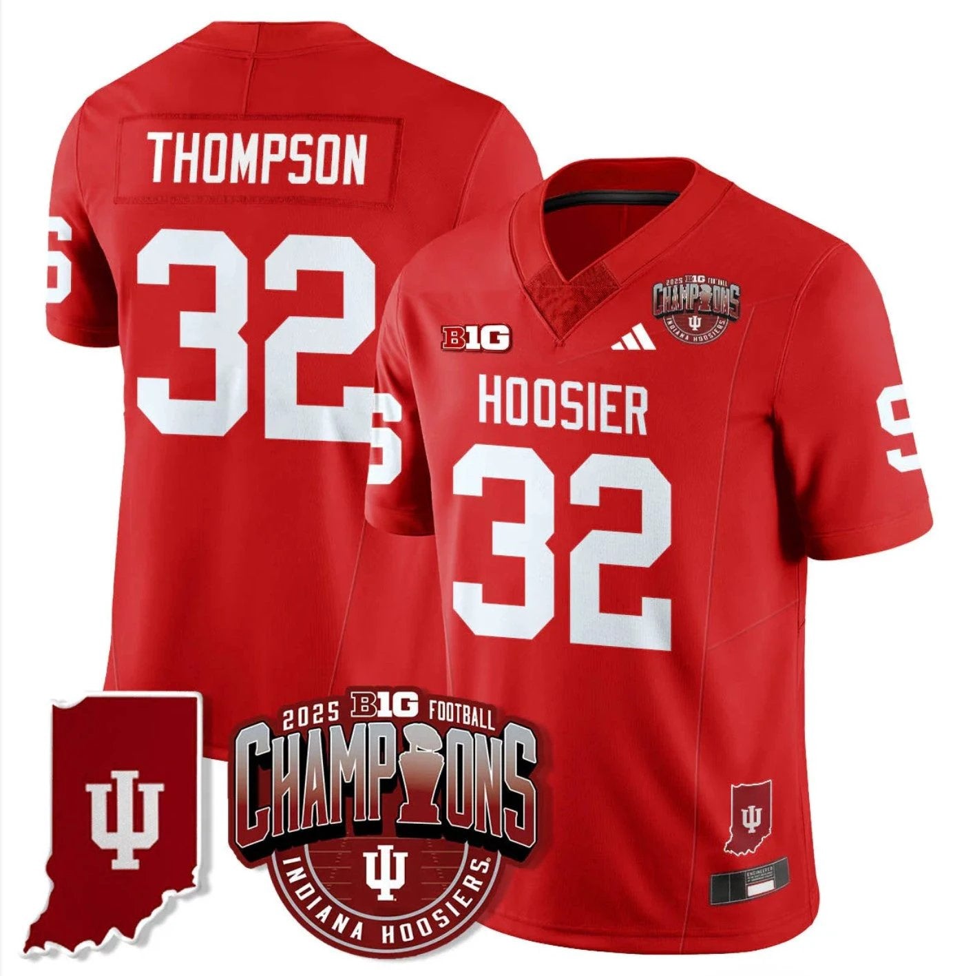 Anthony Thompson Jersey #32 Indiana Hoosiers Big 10 Champions Stitched by My Store NCAA Football Jerseys