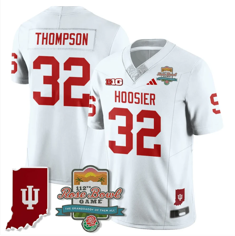 Anthony Thompson Jersey #32 Indiana Hoosiers Rose Bowl 112th Patch Stitched by My Store NCAA Football Jerseys