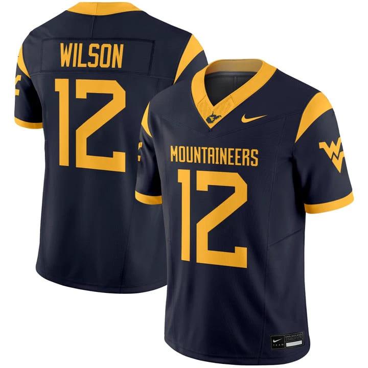 Anthony Wilson Jr Jersey #12 West Virginia Mountaineers 2025 Stitched by My Store NCAA Football Jerseys