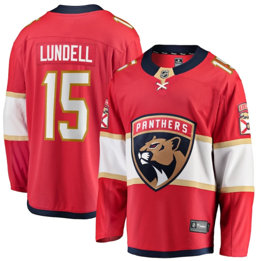 Anton Lundell 15 Florida Panthers 2025 Breakaway Player Men Jersey Red by Hockey David