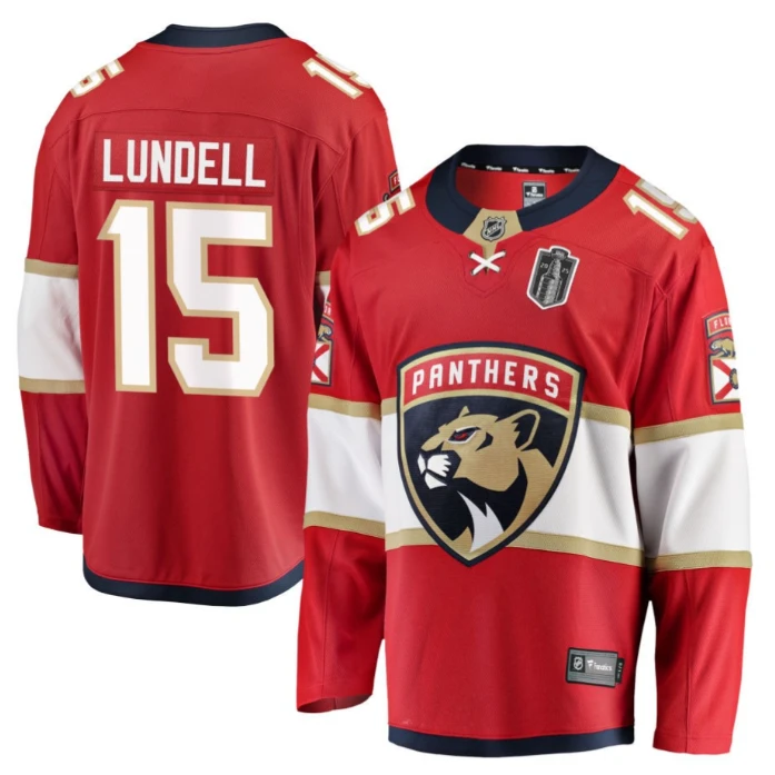 Anton Lundell 15 Florida Panthers 2025 Stanley Cup Final Home Breakaway Men Jersey Red by Hockey David