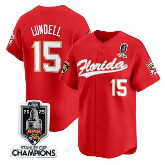 Anton Lundell Jersey #15 Florida Panthers 2025 Stanley Cup Champions Red by My Store