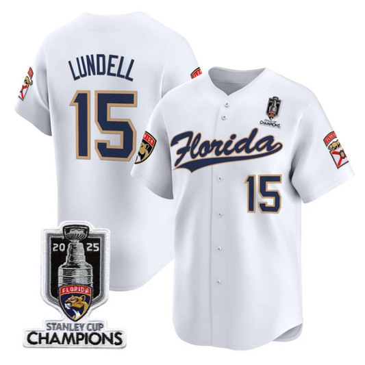Anton Lundell Jersey #15 Florida Panthers 2025 Stanley Cup Champions White by My Store