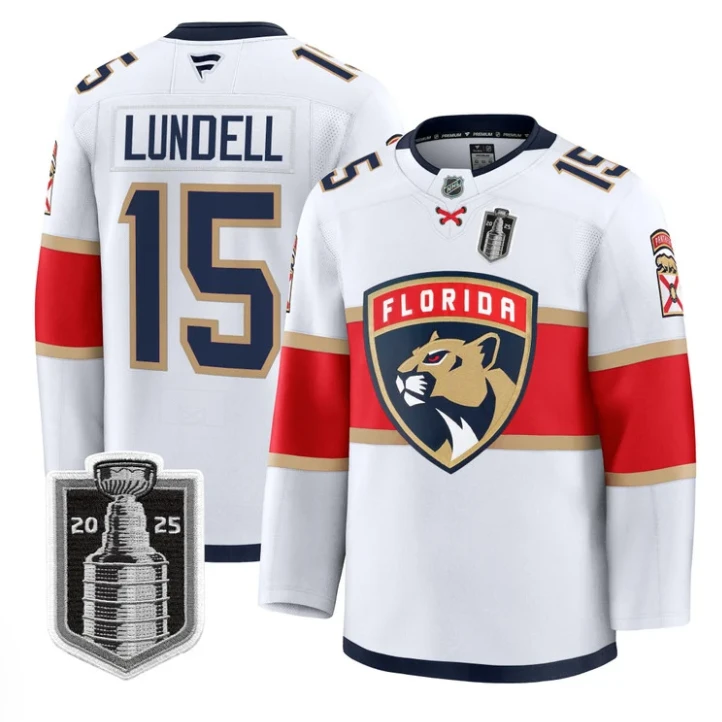 Anton Lundell Jersey #15 Florida Panthers 2025 Stanley Cup Final Stitched White by Hockey David