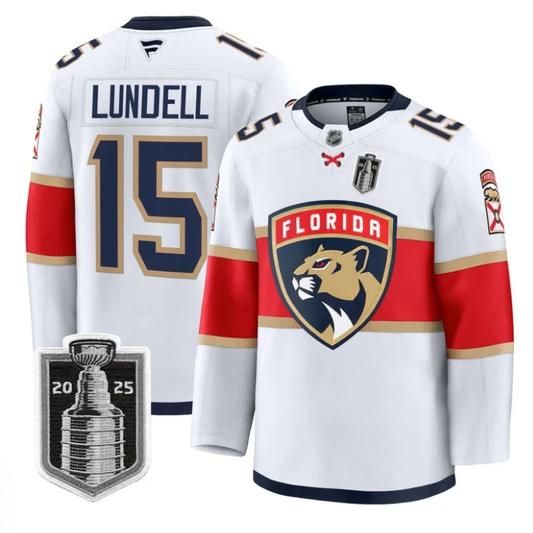 Anton Lundell Jersey #15 Florida Panthers 2025 Stanley Cup Final Stitched White by Hockey David