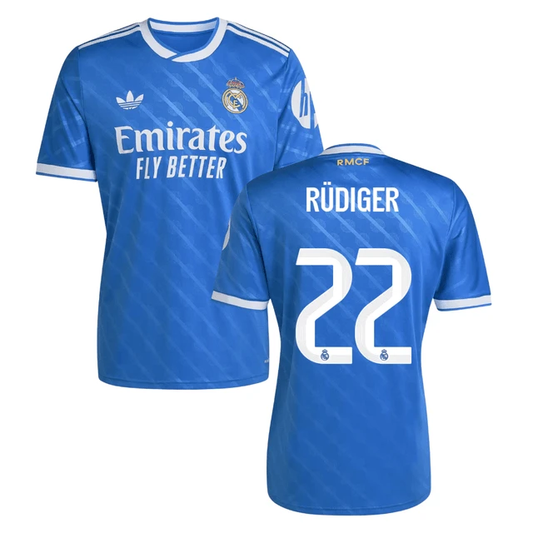 Antonio Rudiger #22 Real Madrid 2025-26 Third Match Jersey – Blue by Soccer Jersey