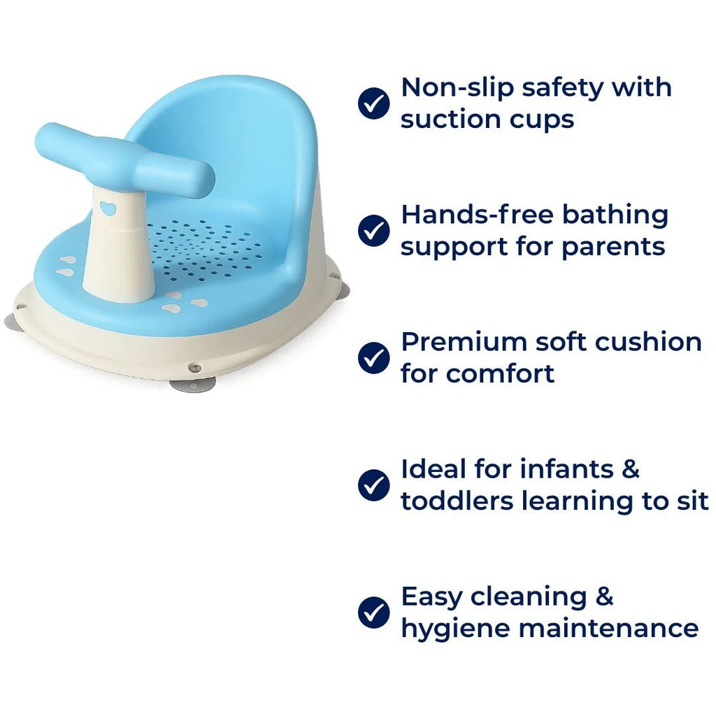 AquaSure | Non‑Slip Baby Bath Seat – Stainless Suction Cups – Premium Soft Cushion – Hands‑Free Parent Use Bowlift by Bowlift