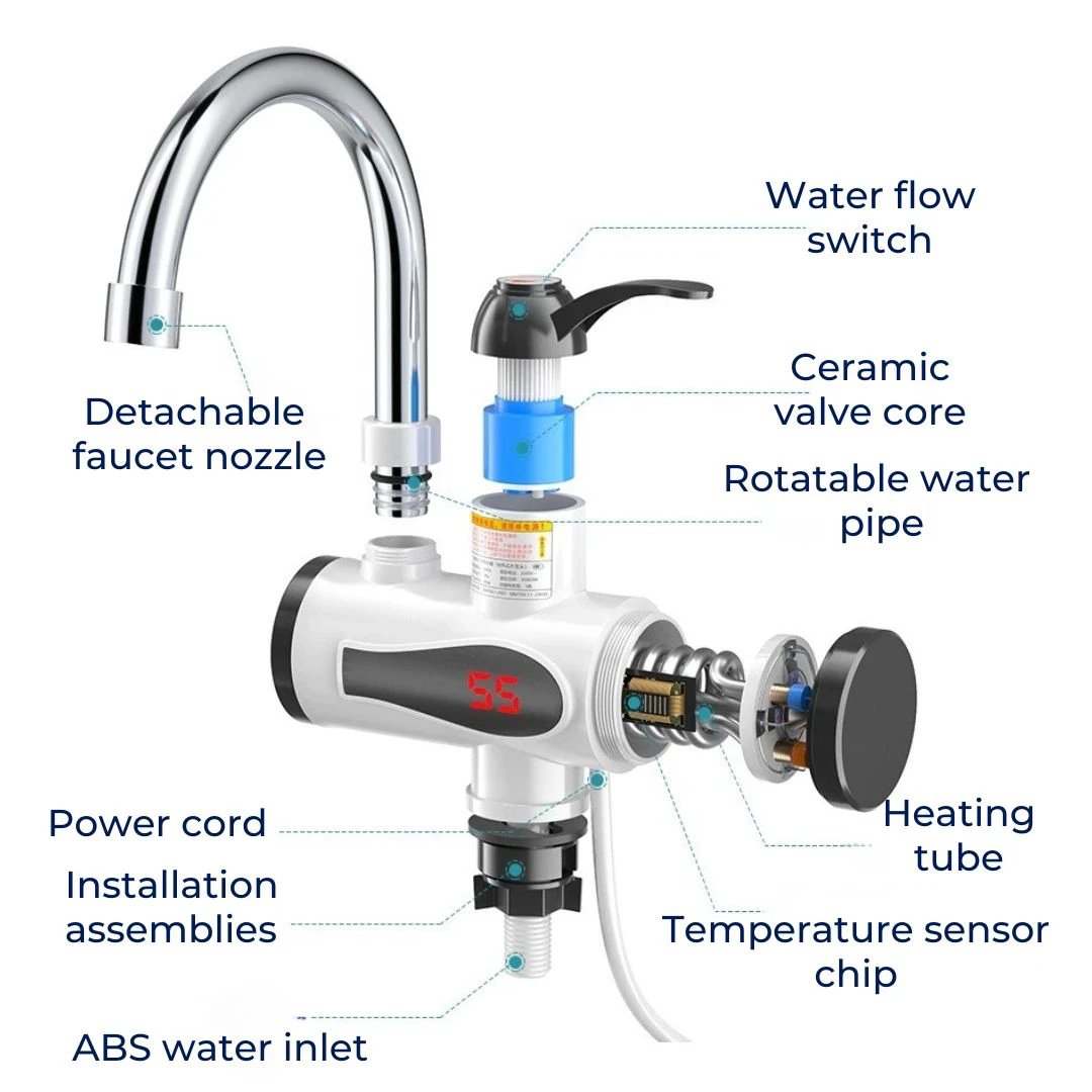 AquaSwift | Instant Hot Water Tap – Tankless Design – Compact Energy-Efficient Unit – Ideal for Kitchens & Bathrooms Bowlift by Bowlift